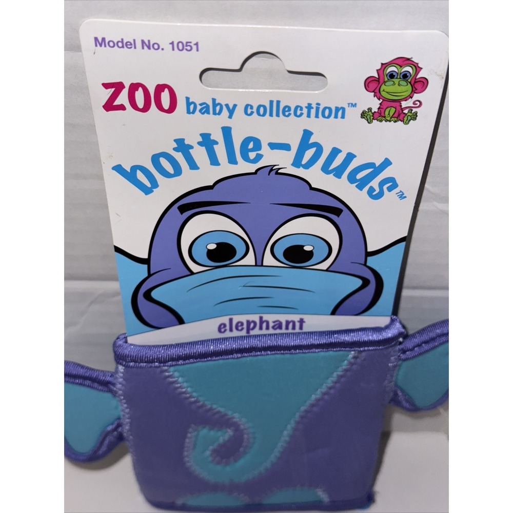 KidKusion Bottle-Bud Koozie Elephant Zoo Baby Collection Neoprene Beverage Hold - Picture 7 of 16